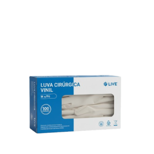LIVE Luva Cirúrgica Vinil M s/Pó 100unid